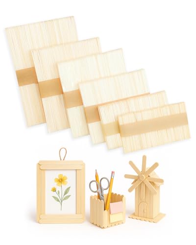 6 Mixed Sizes 300 Pcs Popsicle Sticks for Crafts Ice Cream Sticks Craft Sticks Bulk, Jumbo Popsicle Sticks Small Popsicle Sticks Mini Popsicle Sticks, Wooden Sticks for Crafts & Waxing Sticks