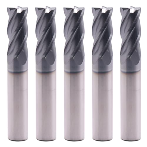 Image of 4 Flute Solid Carbide Square End Mill Set(5Pcs, 7 /16 inch), AlTiN Coated | 35 Helix, 7 /16 inch Cutting Dia, 7 /16 inch Shank Dia, 1 inch LOC, 2-3 /4 inch OAL For Milling Alloy Steel, Hardened Steel, Iron, Copper