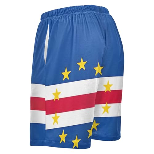 Cape Verde Flag Mens Pajama Shorts Gym Running Casual Cool Lounge Shorts Pj Sleepwear S3