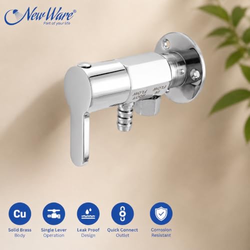 Image of New Ware CP Brass Water Purifier Tap Wall Mount Single Lever RO Water Filter Faucet with Quick Connect Outlet, Leak Proof Chrome Finish Replacement Tap for Home Kitchen Drinking Water Purifier