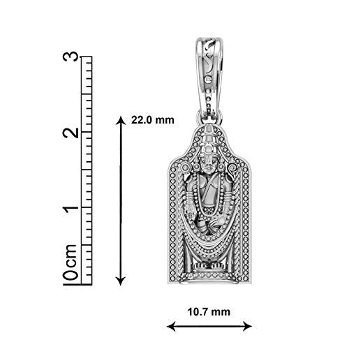 Colgante de plata de ley 925 antialérgico del Dios Tirupati Bala Ji con cadena resistente 2