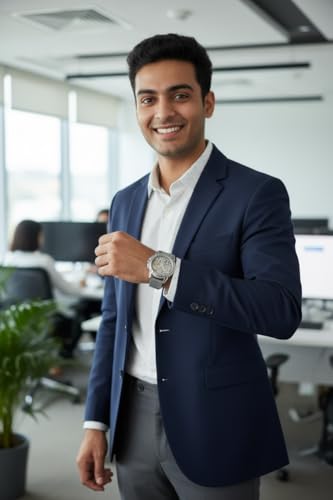 Image of Shree Ram Skeleton Watch, Ayodhya Mandir Theme, Mechanical Look Quartz, Stainless Steel Metal Bracelet, Round Dial with Deity Engraving for Man and Boyes
