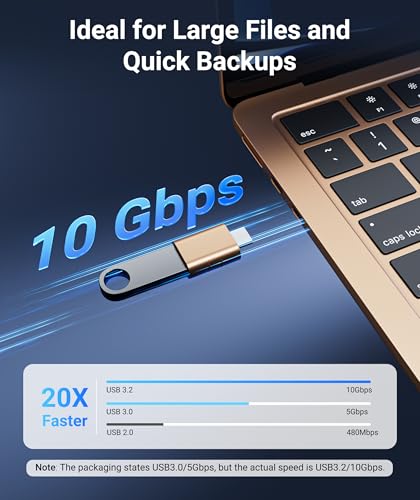 Image of Syntech USB C to USB Adapter Pack of 2 USB C Male to USB3 Female Adapter Compatible with iPhone 17 Pro Max MacBook Pro Air 2024 iMac iPad mini Pro, Other Type C or Thunderbolt 5 /4 Devices, Gold