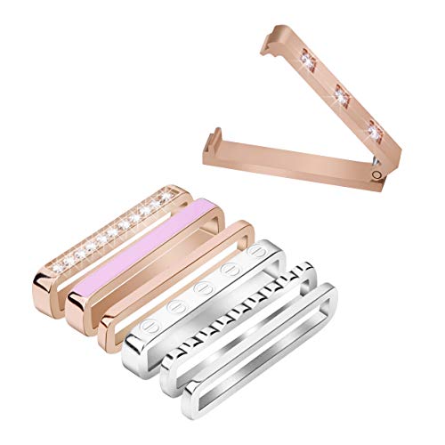 QINGQING 7Pcs Decorative Rings Stainless Steel Rhinestone Charms Compatible with Apple Watch Bands 42mm 44mm iWatch Series 5 4 3 2 1 Band Accessories (Rings no Band)