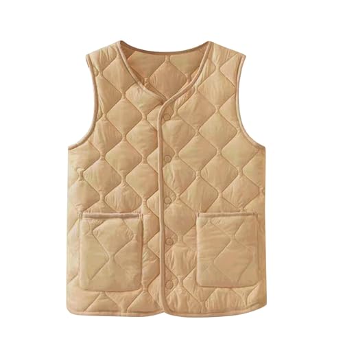 Image of NSICBMNO Brown Women's Gilets - Winter Jackets, Padded Gilet Bodywarmers Puffer Vest, Lightweight Quilted Gilet Thermal Body Warmer Button Up Vest With Pockets, Sleeveless Quilted Jacket Waistcoat