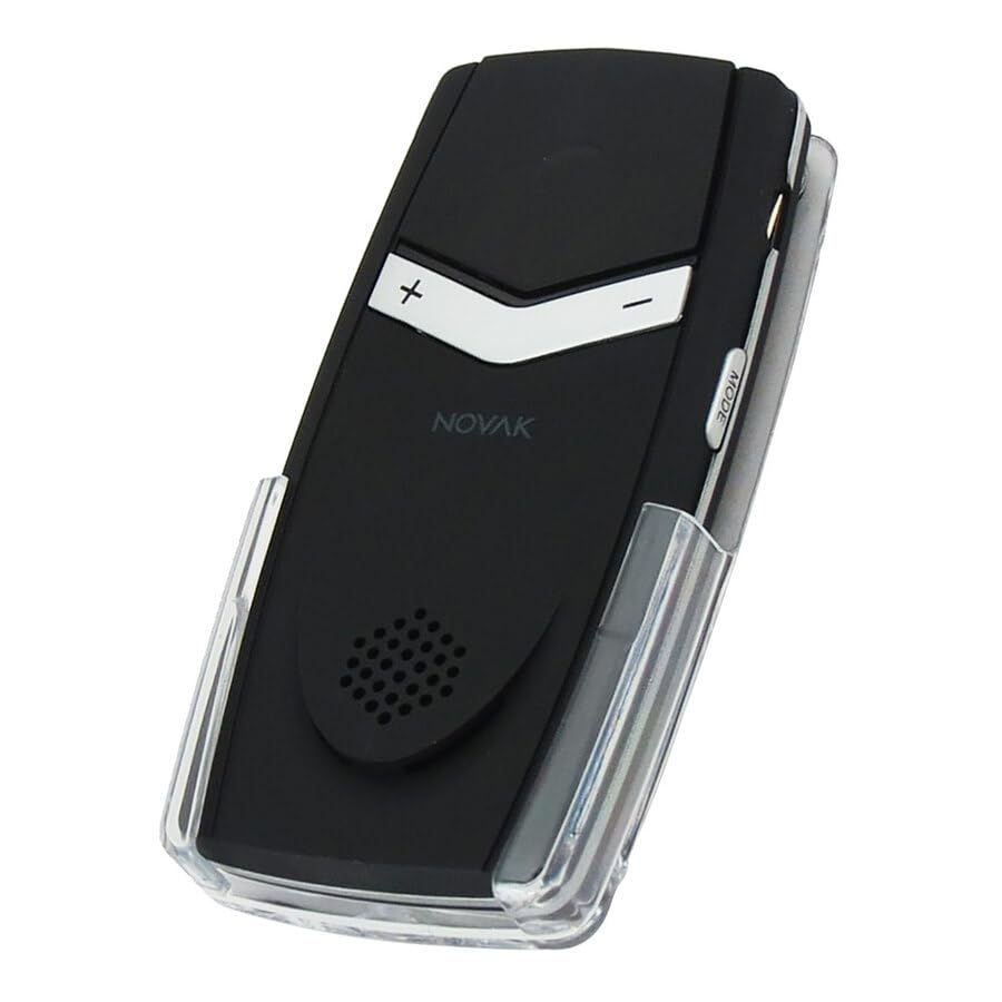 NOVAK Kit Vivavoce per Auto Bluetooth 4.1, ideale per Chiamate Viva Voce, GPS e Musica. Ricarica ad Energia Solare. Stand-by 50 Giorni autonomia 13 ore continue.