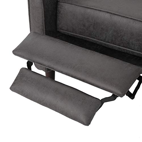 Christopher Knight Home Mervynn Mid-Century Modern Microfiber Recliners, 2-Pcs Set, Slate / Dark Espresso