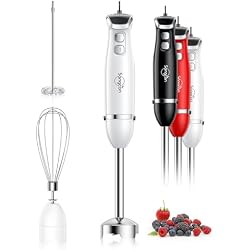 Sangcon Immersion Blender Handheld, 3-in-1 Hand Blender Electric, 400W Handheld Licuadora de mano, Stainless Steel Blade Stick Mixer with Whisk, Milk Frother Attachments