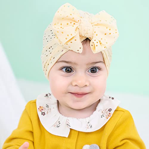 Cinaci 6 Pack Breathable Soft Big Bow Turban Hats Beanie Caps Headwraps For Baby Girls Infants Toddlers Kids #TOP4