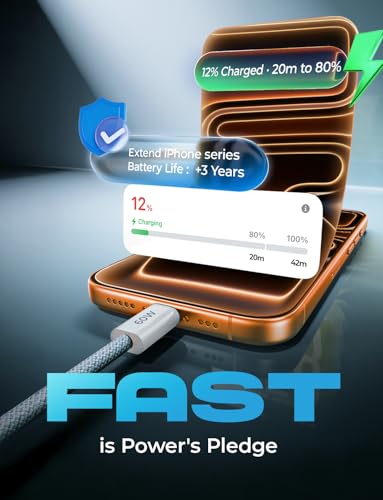 Image of LISEN USB C Cable, 5-Pack [3.3 /3.3 /6.6 /6.6 /10FT] Blue for iPhone 17 Charger Cord, 60W C to C Cable Fast Charging for iPad, iPhone 17 Air 16 15 Pro Max, Samsung Z Flip 7 /S25 /S24