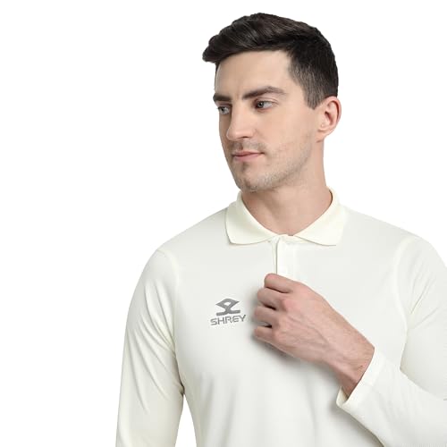 Image of SHREY Cricket Match T Shirt 2.0 Long Sleeves Off White