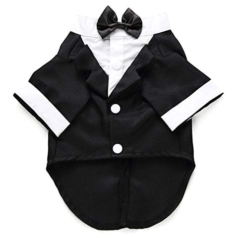 Whiie891203 Pet Dog Clothes,Pet Dog Wedding Formal Bow Tie Suit Jacket Party Groom Apparel Puppy Costume Pet Clothes Black XL Cover