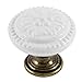 Aexit Home White Handles & Pulls Flower Pattern Bronze Tone Metal Base Drawer Knob Pull Pull Handles Handle Grip