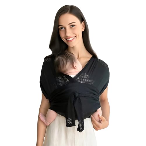 Fascia per neonati, per neonati, facile da indossare per mamme e papà, regolabile da 3,6 kg a 15 kg, colore nero.
