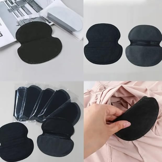 Armpit Sweat Absorbing Pads, Self-adhesive Disposable Underarm Stickers, Underarm Sweat Pads, Armpit Protection for Men & Women Black 20 Pcs