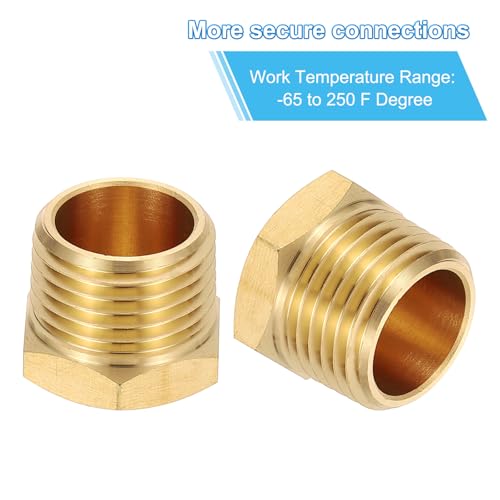 Tapón macho de latón NPT 1/2 con cabeza hexagonal externa en pack de 3 piezas para tuberías 5