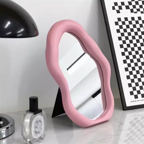 Espejo de maquillaje con forma irregular decorativa para escritorio 4