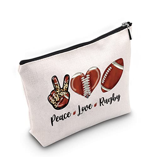 Funny Rugby Cosmetic Bag - Peace & Love Design - Perfect Rugby Fans Gift, Peace Love Rugby