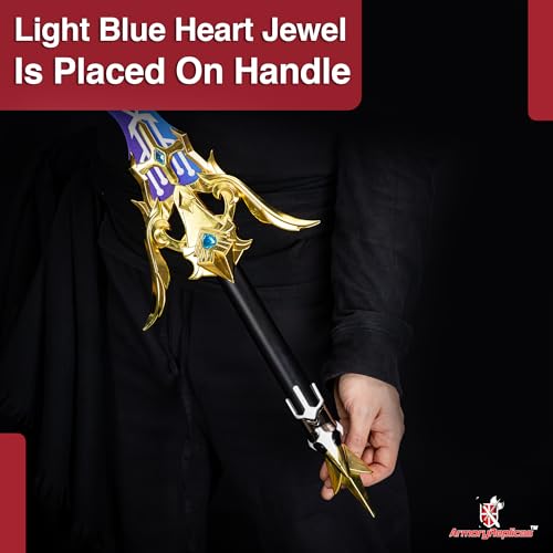 Armory Replicas™ - Genshin Impact Replica Sword - 27-Inch Stainless Steel Blade, Video Game Collectible with Printed Blue Finish, Wooden Handle, and Gold Zinc Alloy Accents - Thumbnail 4