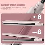 K&K Flat Iron Small Mini Tourmaline Titanium Hair Straightener 0.5 inch Plate 4D 360°Swivel LED Display for Woman Short Hair Adjustable Temperature Dual Voltage Auto Shut Off (Pink, 1 Inch)