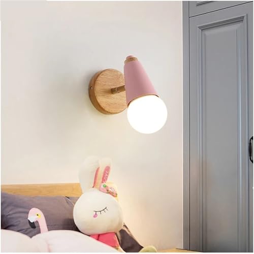 Aplique de pared de hierro y madera con casquillo E27, lámpara interior estilo nórdico 7