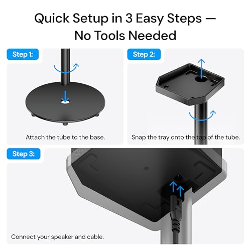 Image of ThunderBeat Speaker Stand - Quick Setup, Anti-Tip Base, Holds Up to 4kg, Tool-Free Design for Home Theater & Wireless Surround Systems (1 Pair)