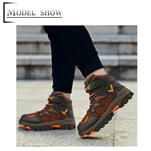 Boys Snow Boots Outdoor Adventure Kids Hiking Shoes Warm Kids Snow Boots Non Slip Boys Boots Metal Buckle Sole High Top Kids Hiking Boots Easy To Put On Kids Boys Winter Boots Mid Waterproof #TOP6