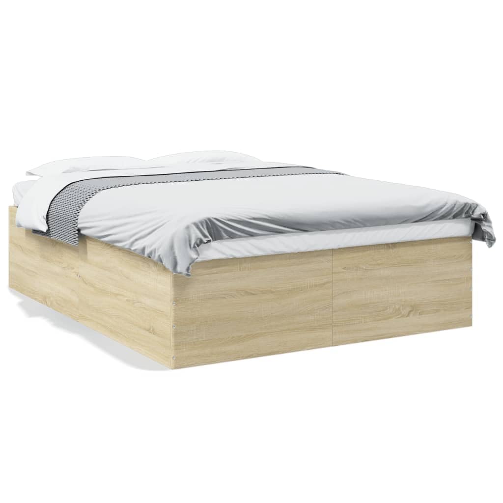 Festnight Holzbett 160x200 cm, Futonbett, Bett mit Lattenrost, Jugendzimmer Einzelbett in Sonoma-Eiche