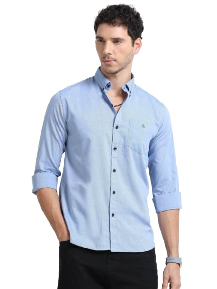 Fashiondistrict Steel Sky Blue Formal Shirt Solid Color Single Pocket Cotton Blend Classic Style for Men - Review, Price and Buying Guide