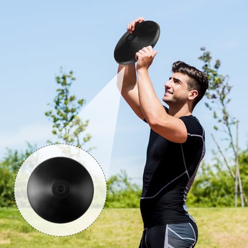 ShinyRelief 2 Pcs Rubber Discus and Discus Shot Carrier Bag 1kg Discus Field Shot Put Discus Carry Bag with 2 Pockets Adjustable Carrying Strap for High School College Thrower Track Field