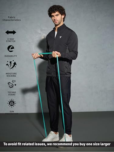 Image of TECHNOSPORT Men's Regular Fit Plus Size Solid Active Jacket With Techno Lite, UPF50+ Sun Protection
