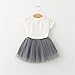 haoricu Girl Dress, Fall Kids Baby Cute Cat Pattern Shirt Top Tutu Skirt Girls Dress Set (White, 3T)