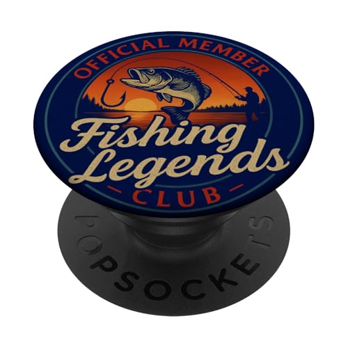Fisherman Vintage Cool Fishing Legends Club Official Funny PopSockets PopGrip Adesivo