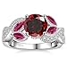 Yaresul 3.6ct Women's Round Created Ruby Ring 925 Sterling Silver Ruby Engagement Rings for Women Bezel Setting Marquise Statement Ring Size 5