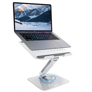 acer Laptop Stand for Desk – with 360 Swivel Base, Rotating Laptop Riser for Desk, Adjustable Computer Stand for Laptops, Ergonomic Riser Holder Foldable, Portable MacBook Pro Air (10-16″) – Silver