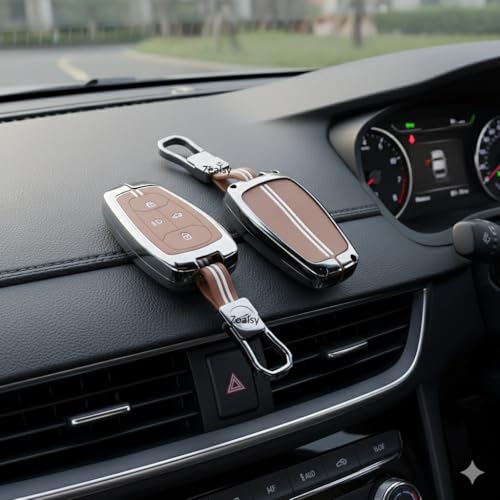 Image of Car Key Cover Compatible with Tata Nexon | Harrier | Safari | Altroz | Tigor | EV | Punch | Tiago EV Electric 4 Button Smart Key Only