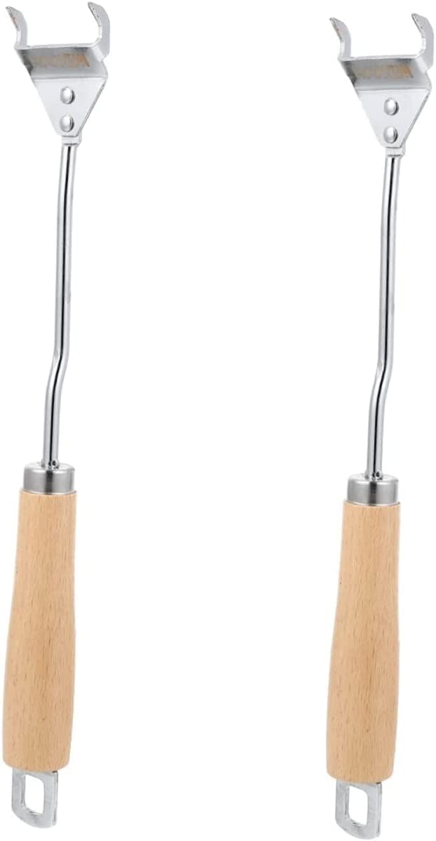 1pc Cooking Egg Clamp Gas Clip Gripper Outdoor Steel Kitchen Head and Grid Pot Stainless Heat Grippers Handle with Smoker Hot Universal Grabber Wood Metal