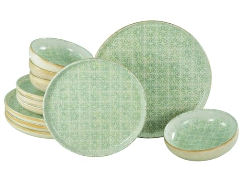 CreaTable, 24085, Serie Uno Emiliana Grün, 12-teiliges Geschirrset...