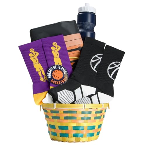 ChalkTalkSPORTS Basketball Easter Basket - Prefilled Basketball Gift Basket for Players & Fans