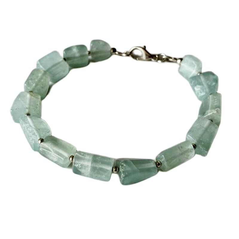 Bracelet aigue-marine naturelle LKBEADS contre le stress bijou en pierre lisse 19cm