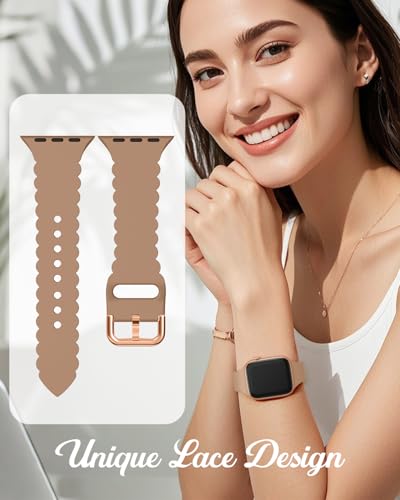 Sunnywoo Lace Sport Silicone Band Compatible with Apple Watch 38mm 40mm 41mm 42mm 44mm 45mm 46mm 49mm for Women, Soft Wristband Waterproof Replacement for iWatch Series Ultra 10 9 8 SE 7 6 5 4 3 2 1