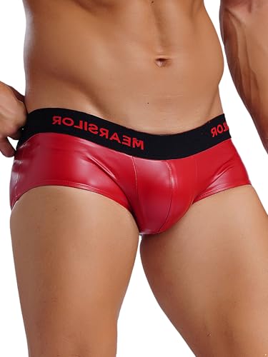 Men's Metallic Leather Boxer Shorts Hot Pants Low Rise Hipster Swim Trunks4