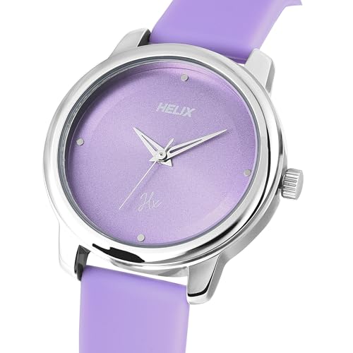 Image of Helix by Timex Analog Watch for Women with Purple Round Dial & Purple Silicone Strap Band Water Resistant Women's Wrist Watches - TW048HL15