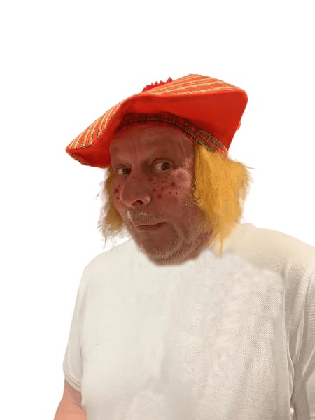 Osila® | Adult Scottish Tartan Tam O Shanter Hat with Hair Fancy Dress Hat, Burns Night.