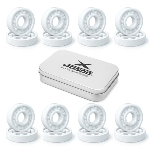 Image of JASPO UltraSpin Full Ceramic Bearing, ABEC-9 Precision 8x22x7 mm, Ultra-Smooth, High-Speed Performance, Ideal for Inline-Roller Skates-Speed Skates-Skateboards - White - 9g Lightweight (Pack Of 16pc)