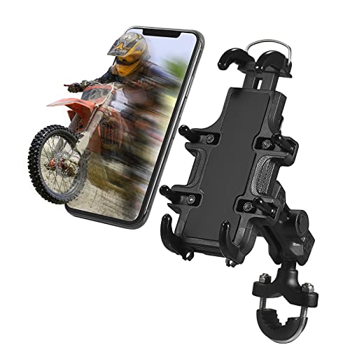 Image of LAZORA Phone Holder for Motorcycle Aluminum Alloy Material Sturdy and Durable Two U-Bolt Base 360Rotating Suitable for 4.7 inch- 6.8 inch Cellphone Material Sturdy and Durable Base Rotating (2913)