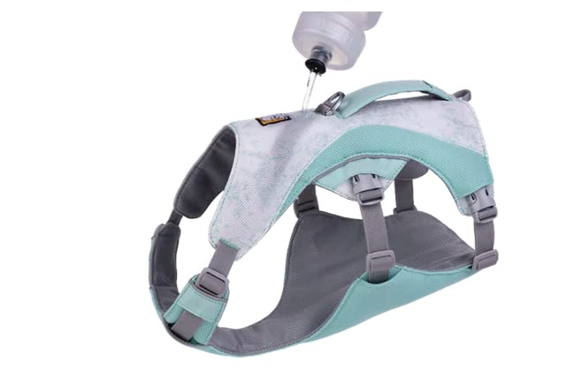 RUFFWEAR Swamp Cooler Hundegeschirr und Griff, leichte Laufausrüstung hält Haustiere bei heißem Wetter kühl, Verstellbar, stark und kühlend, 2 Leinen-Portale, Sage Green (Medium, 69-81cm)