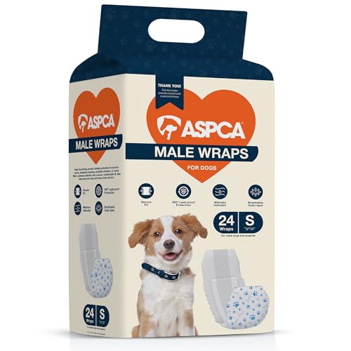 Image of ASPCA Disposable Male Dog Diapers, Leak-Proof Dog Wraps with Wetness Indicator, Adjustable Fit for Training & Incontinence, 24 Count