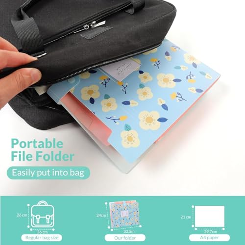 Image of Corslet Expanding Floral File Folder Organizer with 6 Pockets, A4 Document Holder for Office & Home Use, Durable File Folder for Paper Storage