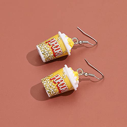 YUNXI Resin Drop Handmade Cute Women Gift Eardrop Funny Emulational Resin Charm Food Cartoon Snacks Popcorn Earring 5